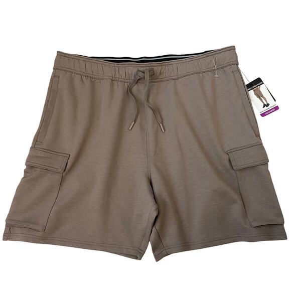 90 Degree Reflex James Cargo Shorts Men XXL Taupe Pull On Athletic Elastic Waist - Picture 1 of 11